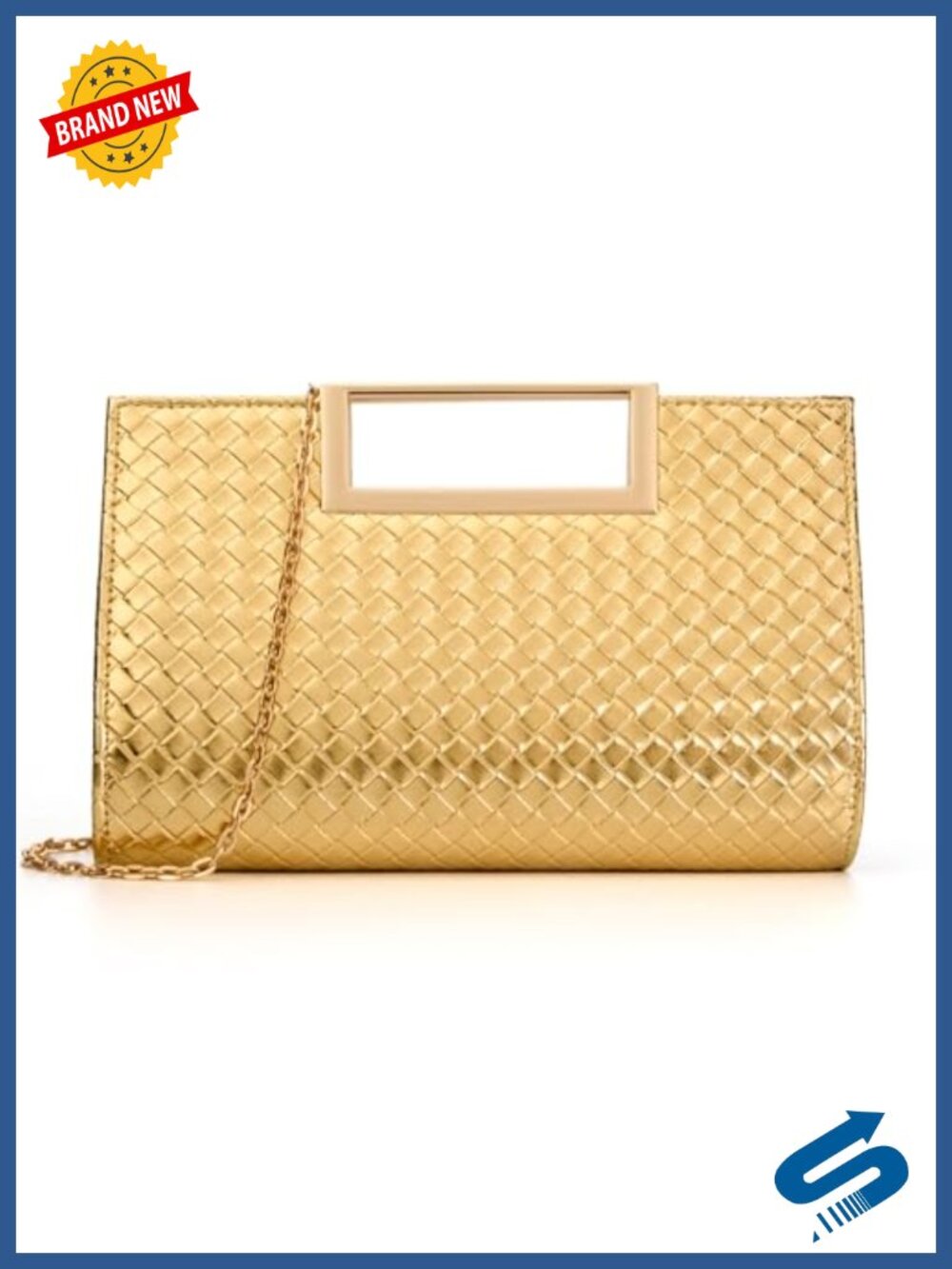 PU Leather Clutch Evening Bag with Detachable Chain for Wedding Party Formal